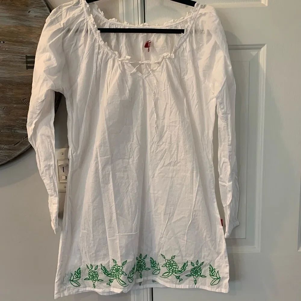 Feel Cotton Mini Peasant Tunic Dress sz L
